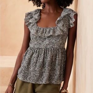 NWT Banana Republic Factory Flutter Sleeve Tie-Back Chiffon Tank Size L